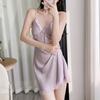 Elegant Lace Ice Silk Two-Piece Camisole Nightgown & Robe Set for Women - Spring/Summer