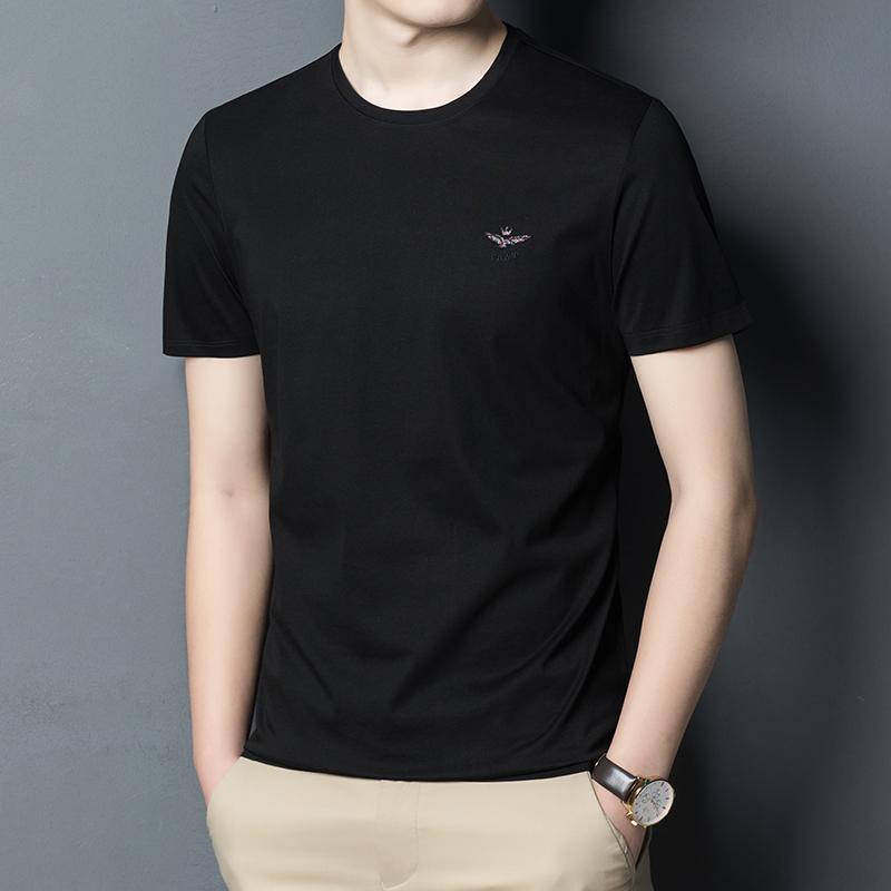 

Удобная шелковая футболка с короткими рукавами, мужская футболка с круглым вырезом, повседневная однотонная летняя тонкая мужская футболка из ледяного шелка с половиной рукава