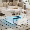 Multifunctional High-Gloss Lift Coffee Table with LED Lighting, Adjustable Height & Flexible Storage for Living Room, Office & Small Apartments