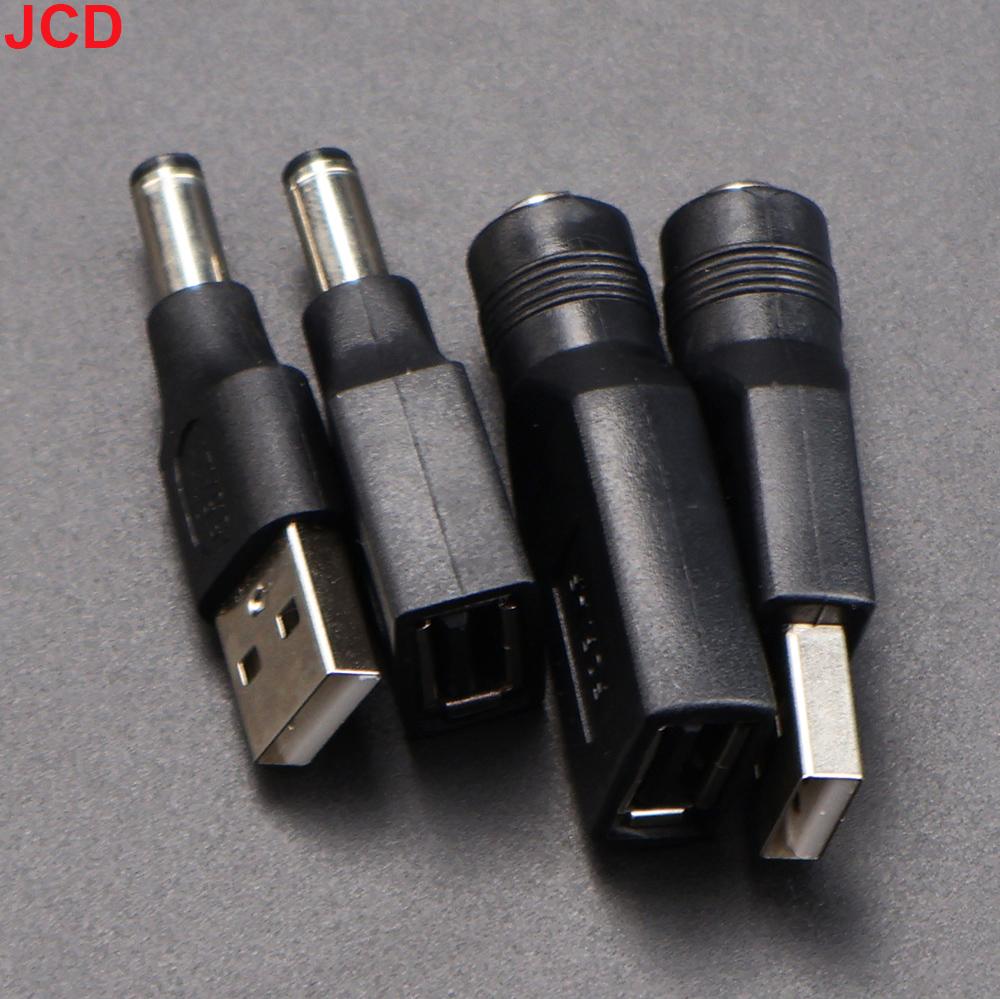 JCD 5pcs 5.5*2.1mm Female Jack Socket to USB 2.0 Type A Male Plug DC Connector 5V Power Plugs Adapter for Laptop