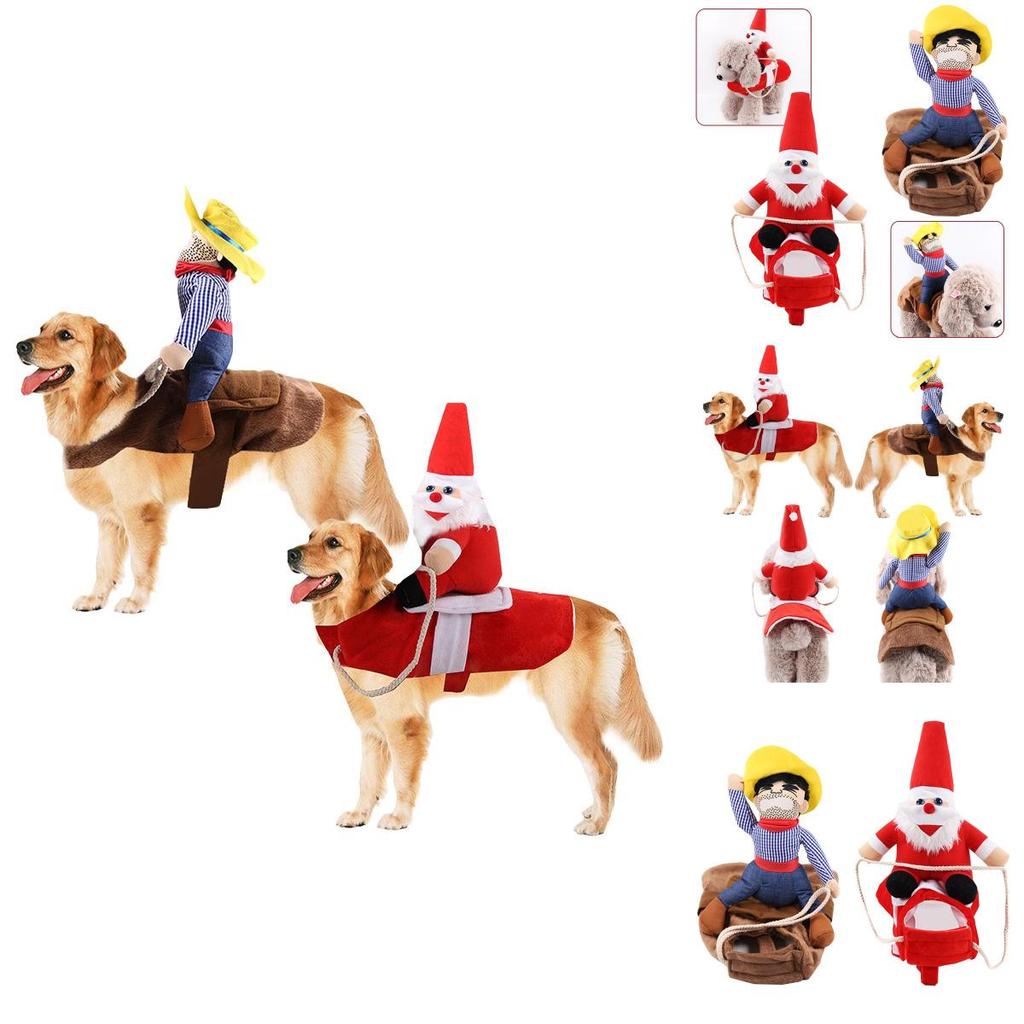 Rider Dog Christmas Costume Knight Style With Doll And Hat Pet Dressing Suit