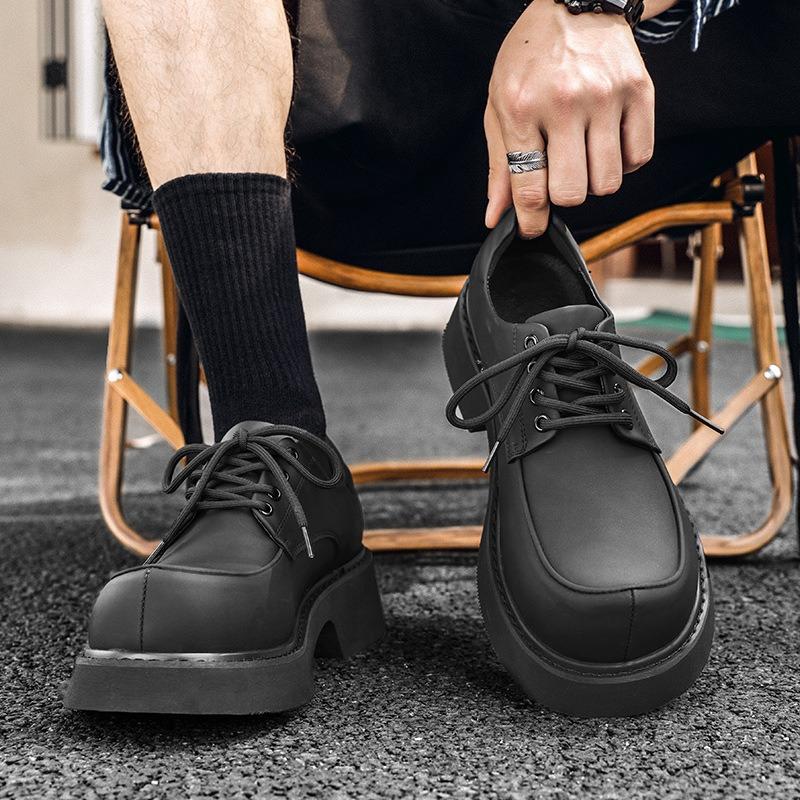3228 Carbon Black Derby Shoes Men's Advanced Sense Function Wind Platform Versatile Casual Business Commuter Leather Shoes Trend Versatile