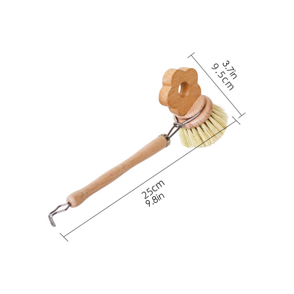 Kitchen Dishwashing Brush Wooden Portable Pot Brush Multi-function Cleaning Tool Household Pot Brush Sink Brush