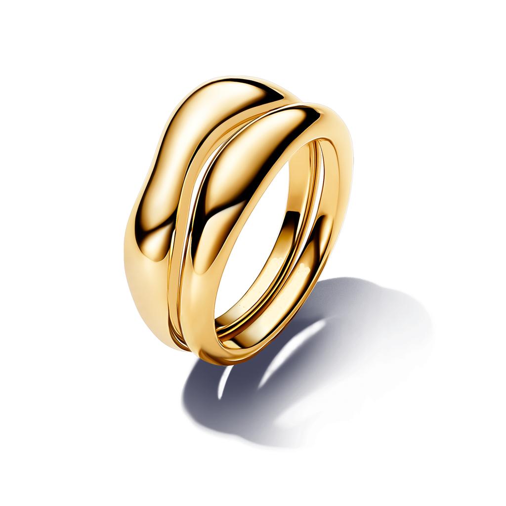 New Release Womens copper Pearl Open Rings Heart Wedding Irregular Ring Authentic Compatible Fine Jewellery Gift