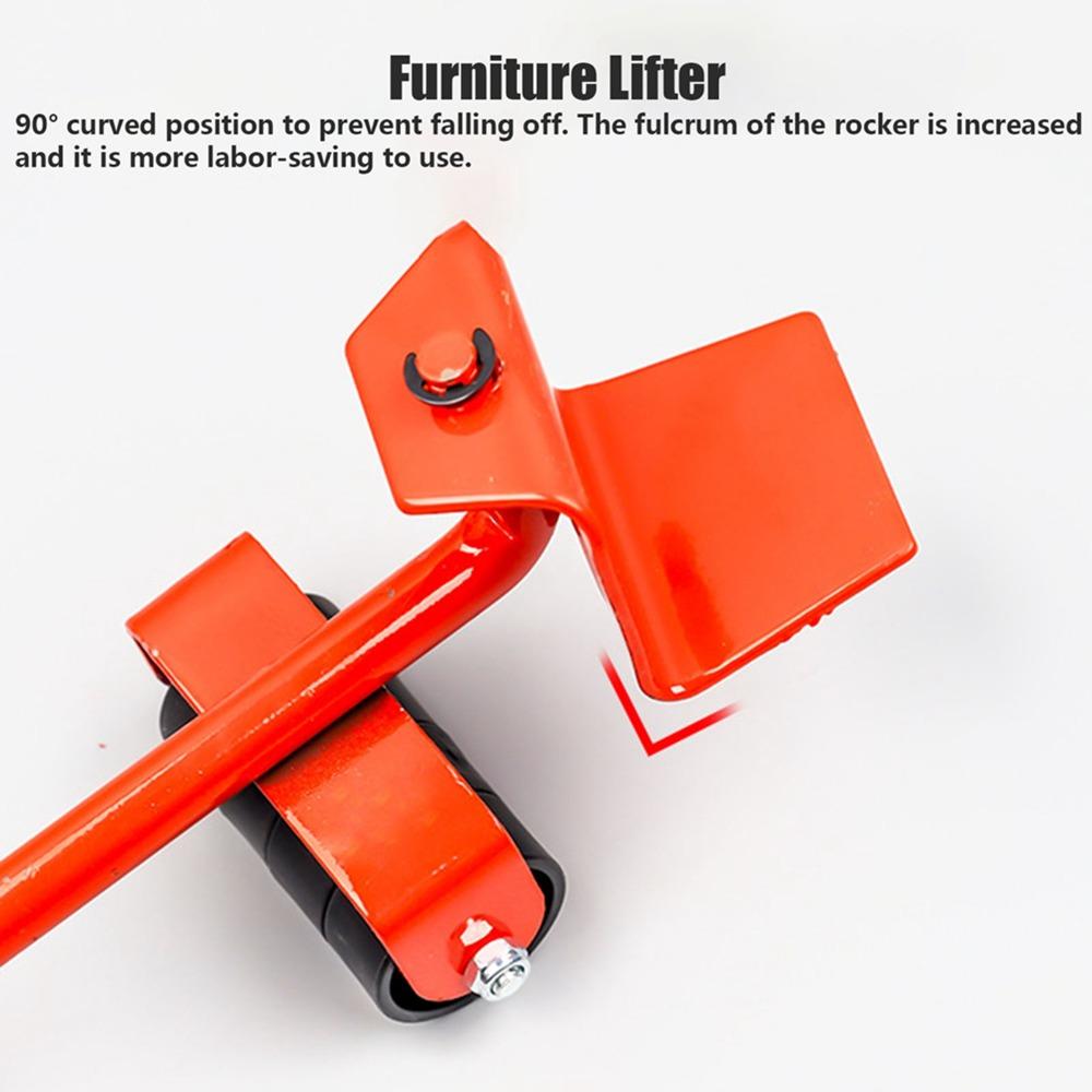 5Pcs Universal Wheel Design Furniture Mover Red Appearance Labor-saving Structure Relocation Tool Multi-functional Use