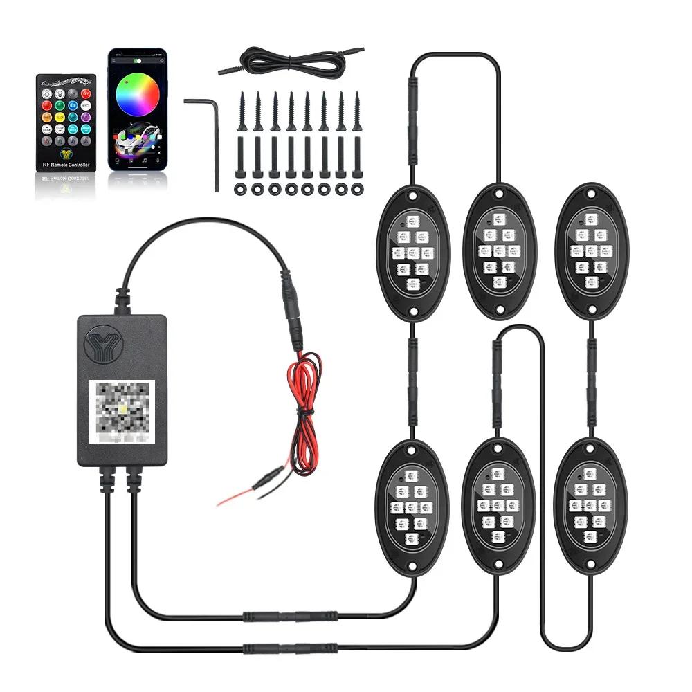RGB LED Rock Light, Neues Rock Light für LKW mit APP/Fernbedienung & Musikmodus für Pickup Off Road Jeep SV ATV UTV Autos
