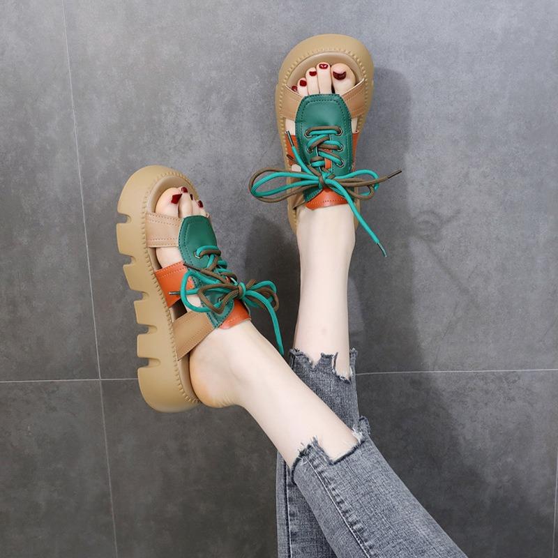 Women's Spring and Summer New Lightweight Casual Thick Soled Retro Beach Roman Sandals