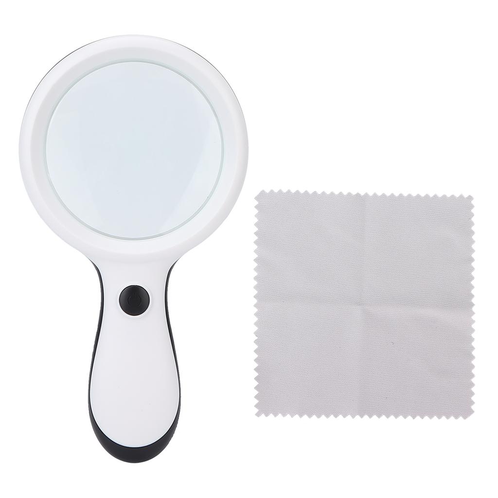 Handliche Leselupe LED-Lupe 10-fach 88mm zum Lesen von Büchern und ZeitungenWeiß