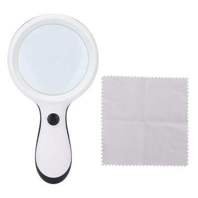 Handheld Reading Magnifying Glass LED Magnifying Glass 10 Times 88mm for Reading Books and NewspapersWhite