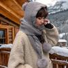 Women's Winter Hat Scarf Set Thermal Wool Pom Beanie&balaclava For Extreme Cold Versatile Hat With Attached Scarf Knitted Hat