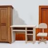 Dollhouse Furniture 1/12 Mini Office Desk and Chair Ornaments Scene Children Toy Modern Handmade