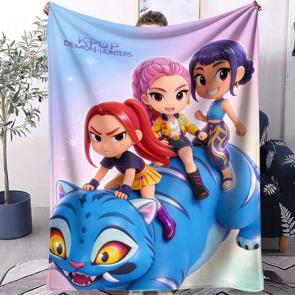 KPop Printed Blanket Girls Boys Plush Throw Blanket Sofa Blankets Warm Birthday Gifts For Girls Huntrix Blankets