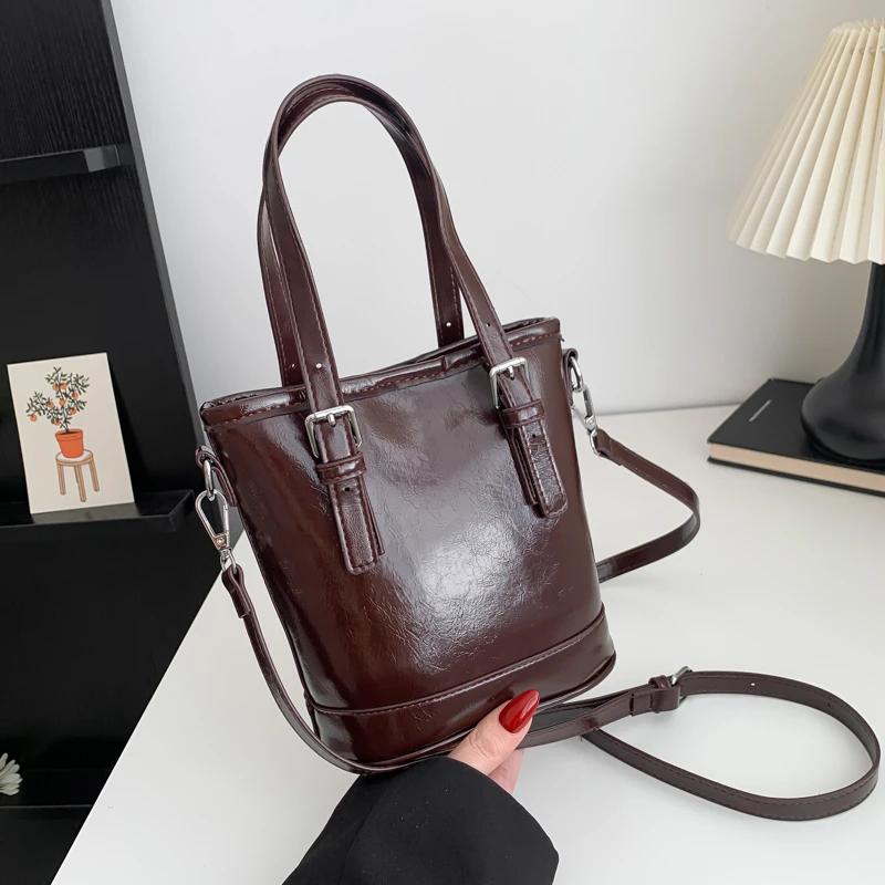 Retro Pu Ladies Top-Handle Bags Zipper Simplicity Shoulder Bags for Women New High Quality Bolsas Para Mujeres