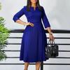 Damenbekleidung Herbst neue Mode Temperament elegant einfarbig Faltenkleid