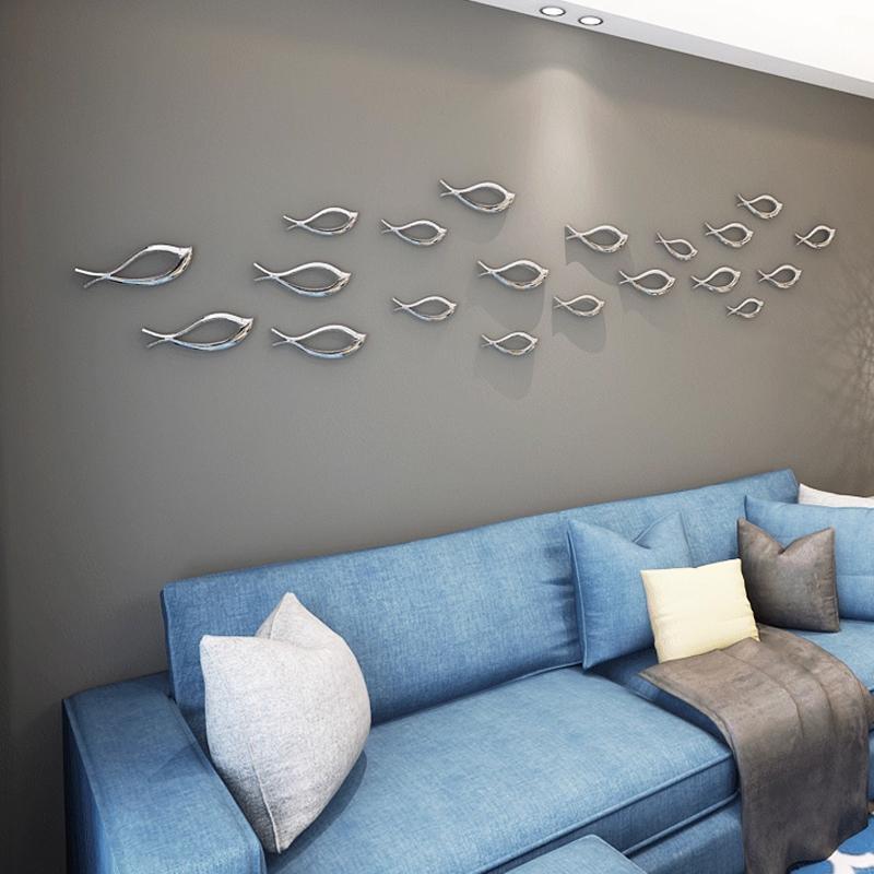 Creative Abstract Fish-shaped Wall Hangings Electroplated Plastic Living Room Wall Decorations Background Wall Hangings