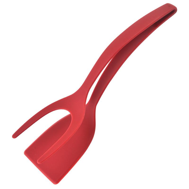2 In 1 Non Stick Grip Food Flip Fried Egg Tongs Toasted Bread Pancakes Spatula Clamp Kitchen Cooking Turner Flipper Accessories