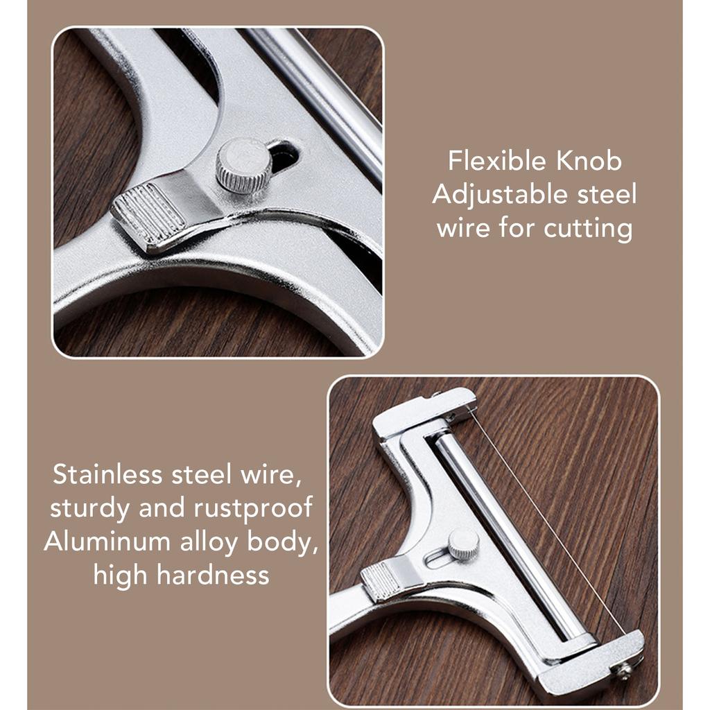 Cheese Slicing Tool Handheld Cheese Cutter Stainless Steel Wire Adjustable Thickness Cheese Slicing Tool for Mozzarella Cheddar