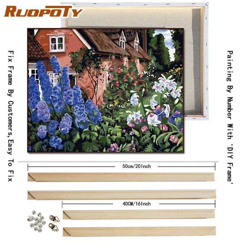 RUOPOTY DIY Painting By Numbers Acrylic Paint By Numbers Landsacpe Oil Painting Modern Wall Art Canvas Painting 40x50CM With DIY Frame