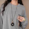Vintage Resin Wood Pendant Necklaces for Women Brown Irregular Hollow Square Sweater Chain Adjustable Rope Neck Chain Jewelry F