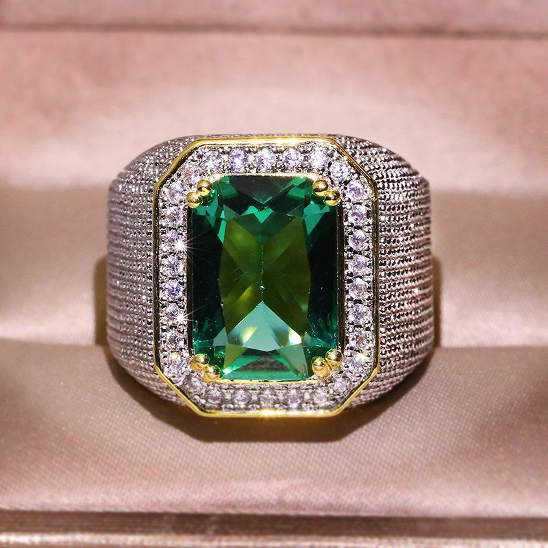 

Emerald Zircon Jewelry Ring - Fashionable Unisex European-American Design Size 12