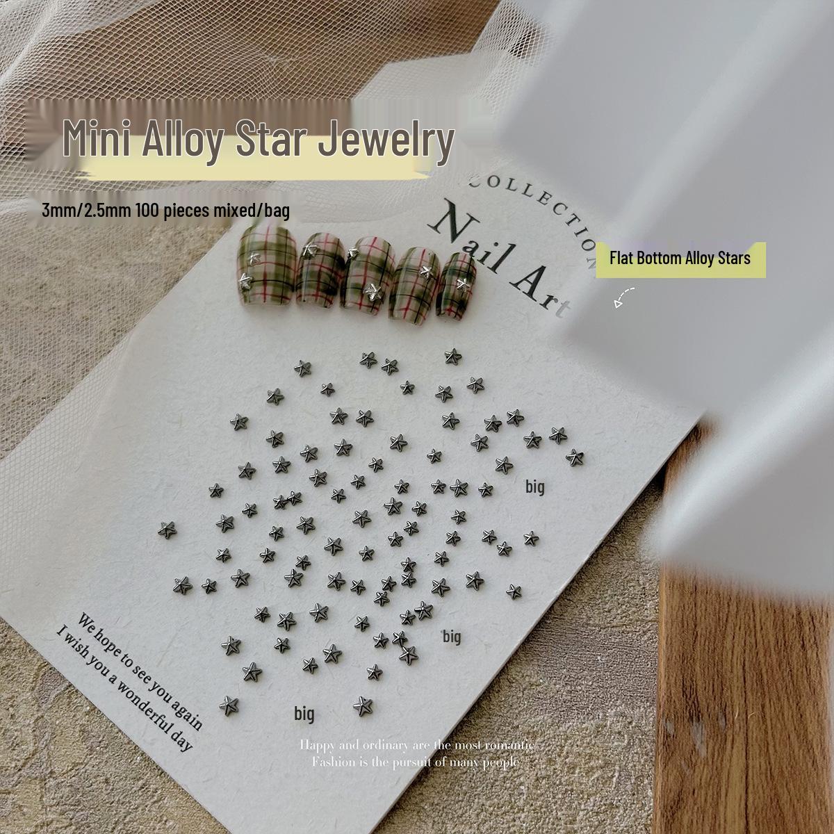 

Миниатюрные металлические подвески-звездочки: Рождественские украшения для нейл-арта и металлические звезды с плоской задней стороной