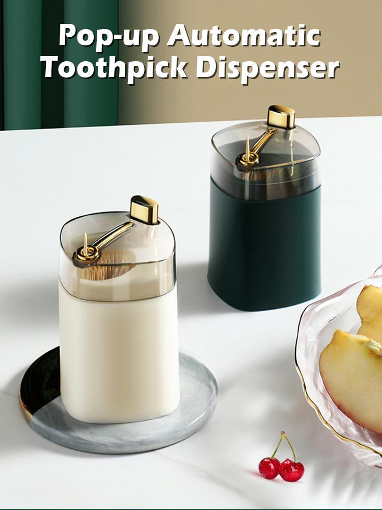 Automatic Pop-Up Toothpick Dispenser Plastic Storage Box Holder for Living Room & Dining Room - Convenient Toothpick Case Organi