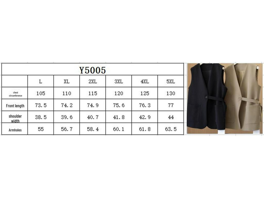 [In Stock] Plus Size Slimming Vest Jacket for Summer and Spring - Fashionable All-Match Style 5005