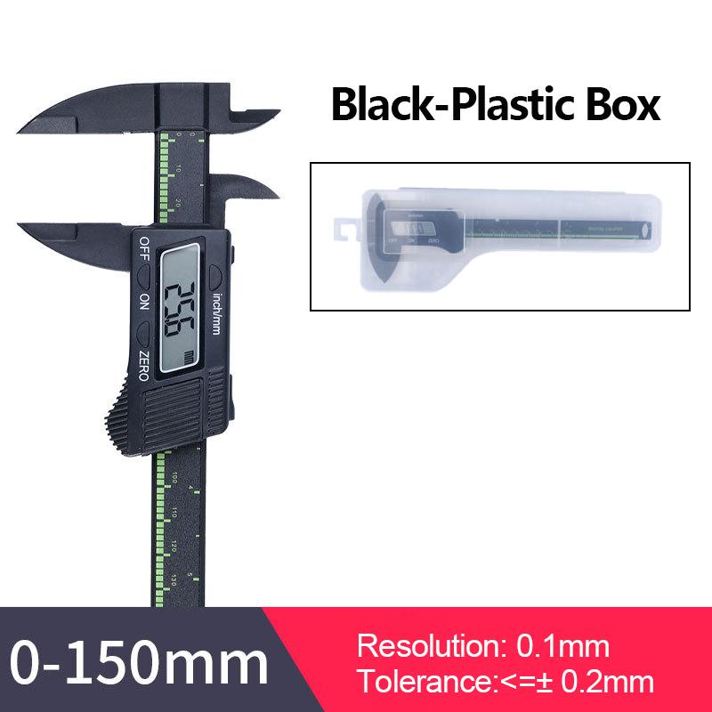 0-150mm Electronic Vernier Caliper Plastic Carbon Fiber Caliper Gauge Metric Imperial Conversions Digital Ruler Measuring Tool