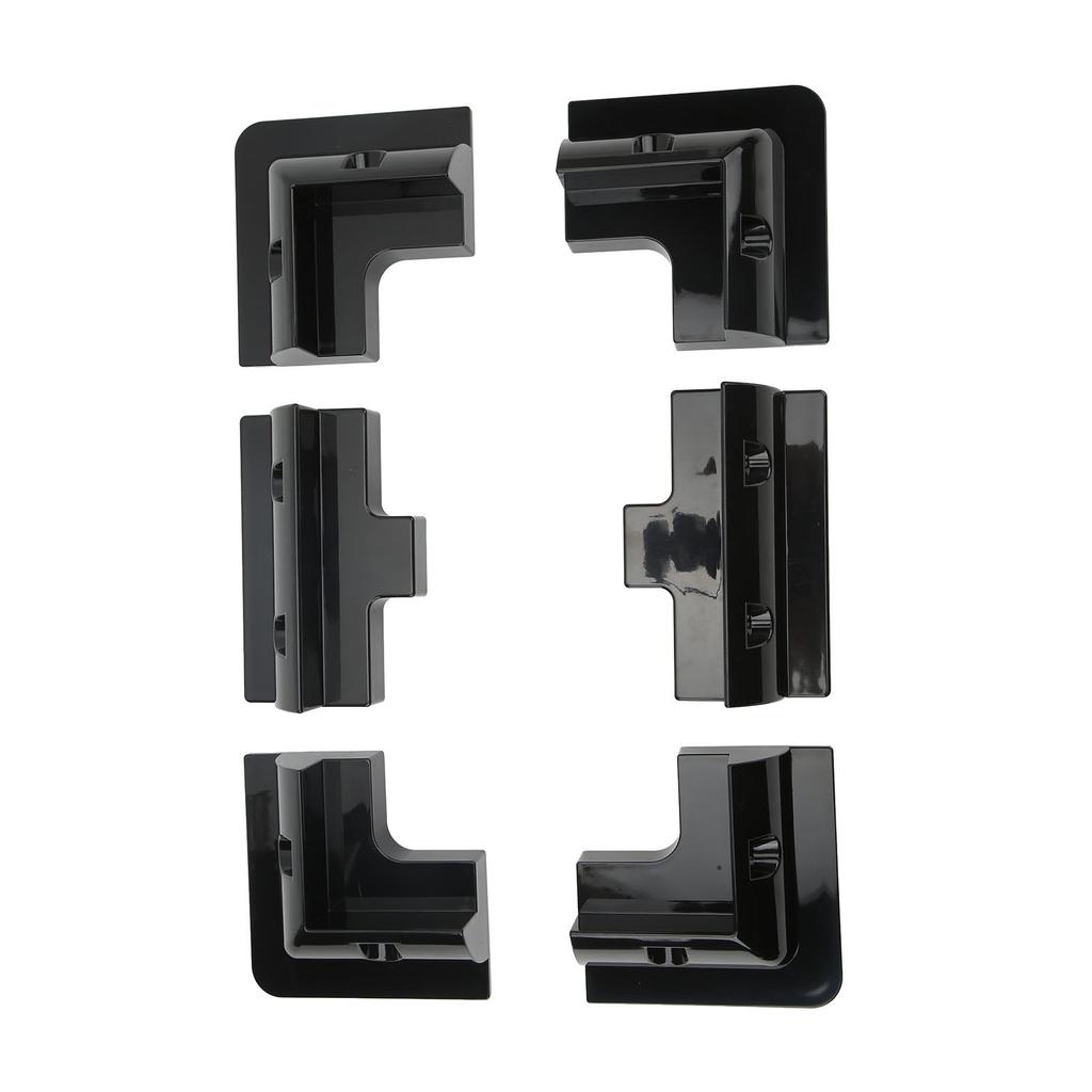 6 Pcs ABS Plastic Corner Bracket Solar Panel Roof Drill Free Mount for RV Boats Motorhomes Buses Black
