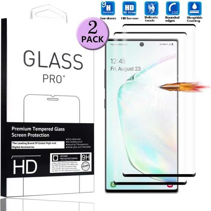 Protecteur d'écran - samsung - galaxy note 10 - verre trempé - 2 pièces - protection complète