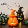 12 Pcs Halloween LED Pumpkin Lantern, Spooky Hanging Lighted Pumpkin Light with Witch Hat for Indoor Outdoor Home Party Decor