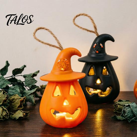 12 Pcs Halloween LED Pumpkin Lantern, Spooky Hanging Lighted Pumpkin Light with Witch Hat for Indoor Outdoor Home Party Decor