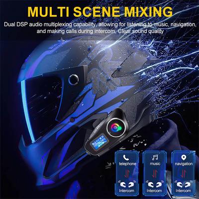 Motorcycle Intercom Headset - Bluetooth Waterproof - LCD Helmet Headset Max 32G