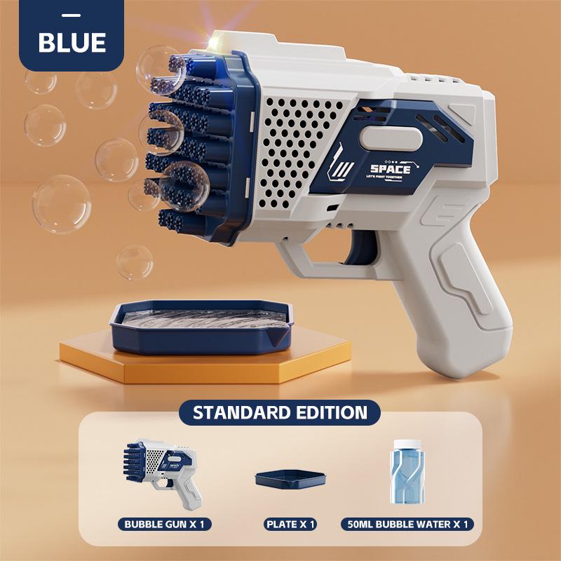 Cross 29-Hole Airplane Bubble Machine Kids' Toy - Multi-Hole Gatling Bubble Gun with Lights