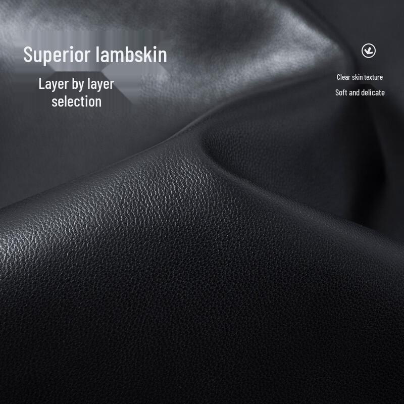 Futing Men's Genuine Lambskin Stand Collar Leather Jacket