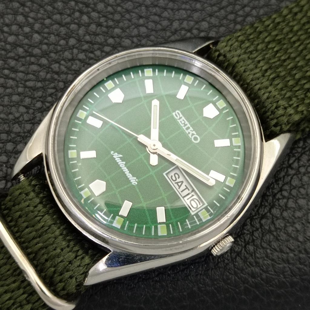 VINTAGE SEIKO AUTOMATIC 6309A JAPAN MENS GREEN COLOR DIAL WATCH a701568-5 R206b-a701568