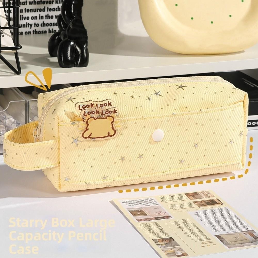 Pencil Pouch Star Dots Pencil Case Handheld Cloth Stationery Bag Korean Style Pen Bag  Office