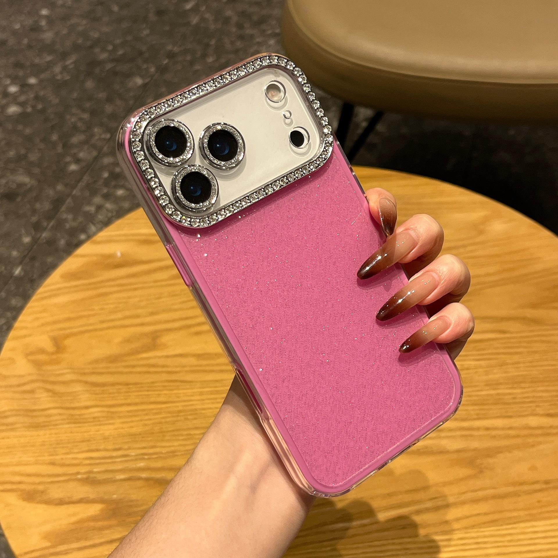 

Гальваническое покрытие Flash Diamond Lens для iPhone 17 Promax Чехол для телефона «три в одном» со вспышкой розового цвета для Apple 16 Однотонный мягкий чехол For iPhone17