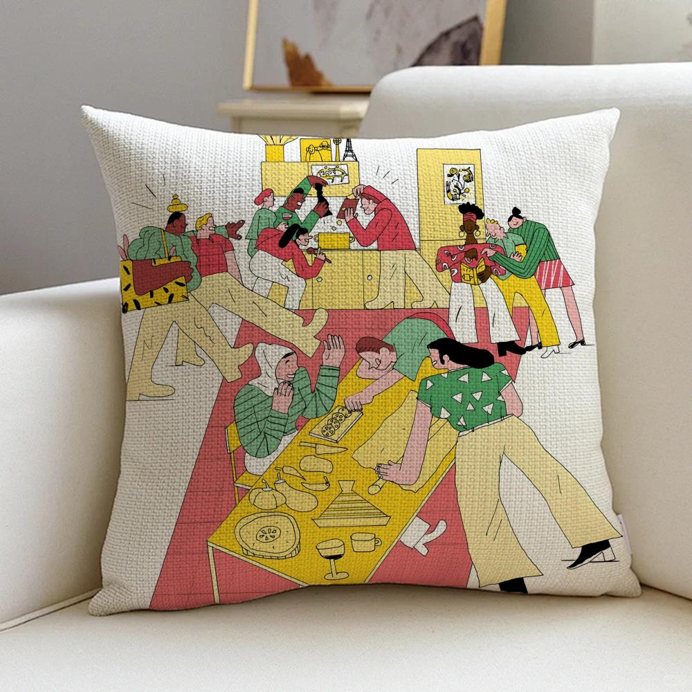L-Lukas Eglinskas Cushion Cover Cushion Cover Pillowcase, Anti-Mite Invisible Zipper, Linen Sofa Cushion