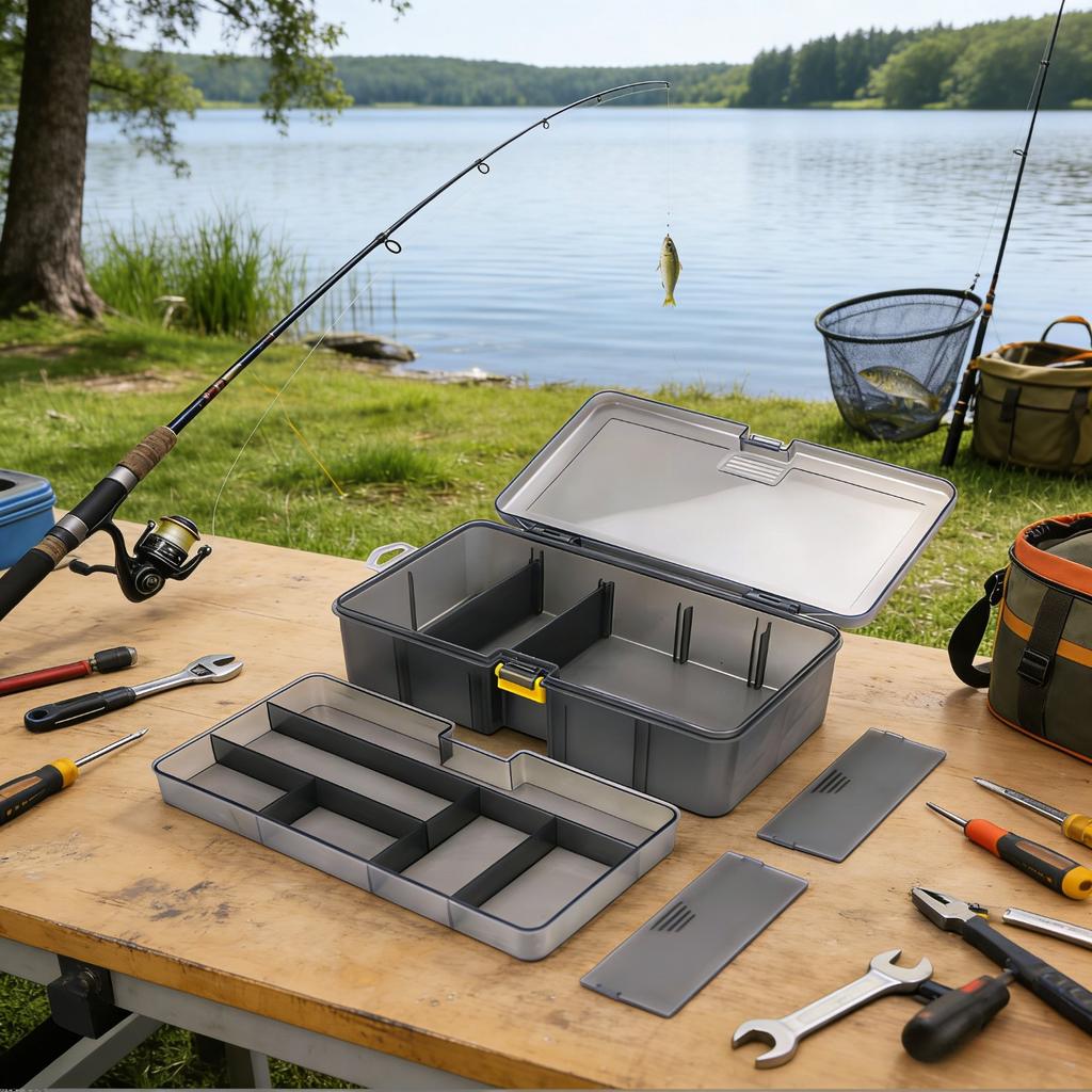 Portable double-layer transparent lure box, detachable panel, multi-functional fishing bait storage accessory fishing tackle box