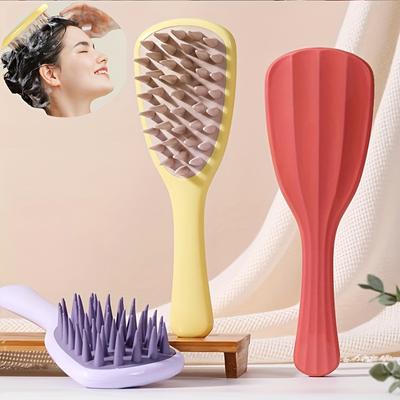 Ginkgoblatt Haarbürste Massagegerät Silikon Grobzinkiger Griff Haarkamm Langstiel Haarwaschwerkzeug