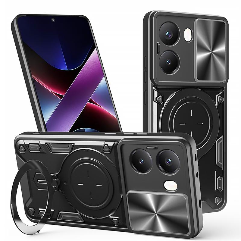 For Xiaomi Poco X7 Pro Case Armor Magnetic Ring Holder Slide Lens Shockproof Cover for PocoX7 Pro Poko Pocco Little X7Pro Funda