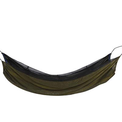 Camping Einzelhängematte Tragbar Outdoor Anti-Mücken Hängematte Camping Wandern Rucksackreisen Überleben(Dunkelgrün )