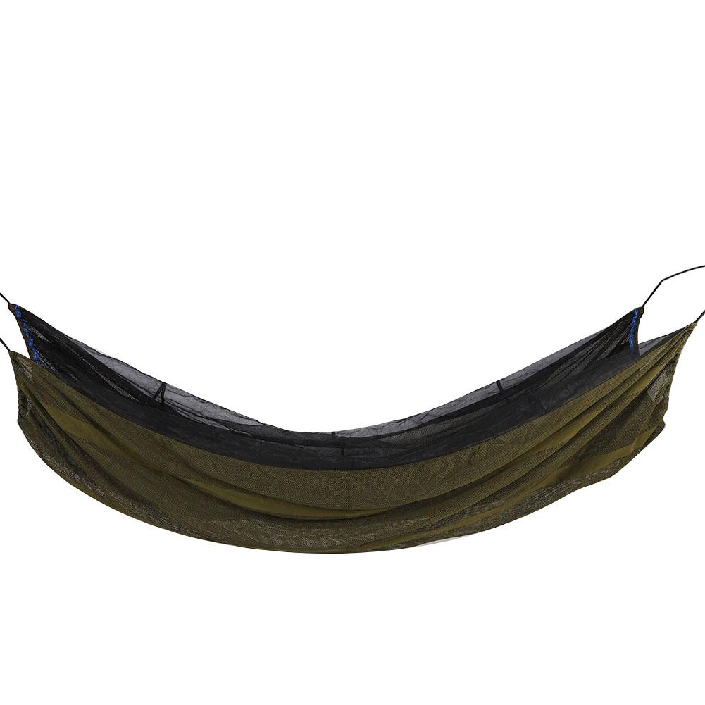Camping Single Hammock Portable Outdoor AntiMosquito Hammock Camping Hiking Backpacking Survival(Dark Green )