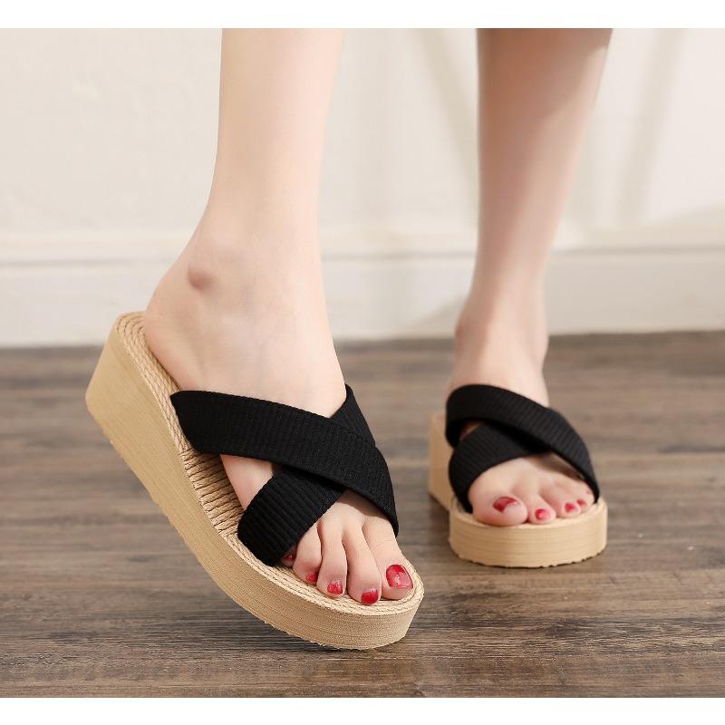 Ladies New Slippers Summer Cross Drag Fashion Hemp Rope Outer Wear Slippers Casual Sandals and Slippers