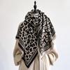 Elegant Rose Pattern Scarf Imitation Cashmere Soft Warm Versatile Shawl Coldproof Windproof Blanket Scarf for Autumn Winter