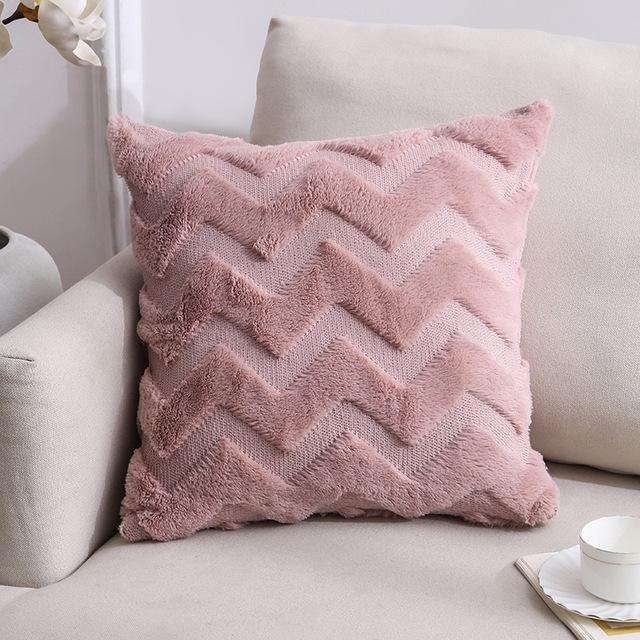 Latest 45x45cm Plush-touch Throw Pillow Covers Solid Color Square Bolster Wool Pillow Case For Sofa Bedroom Car Cusihion Cover Decorative