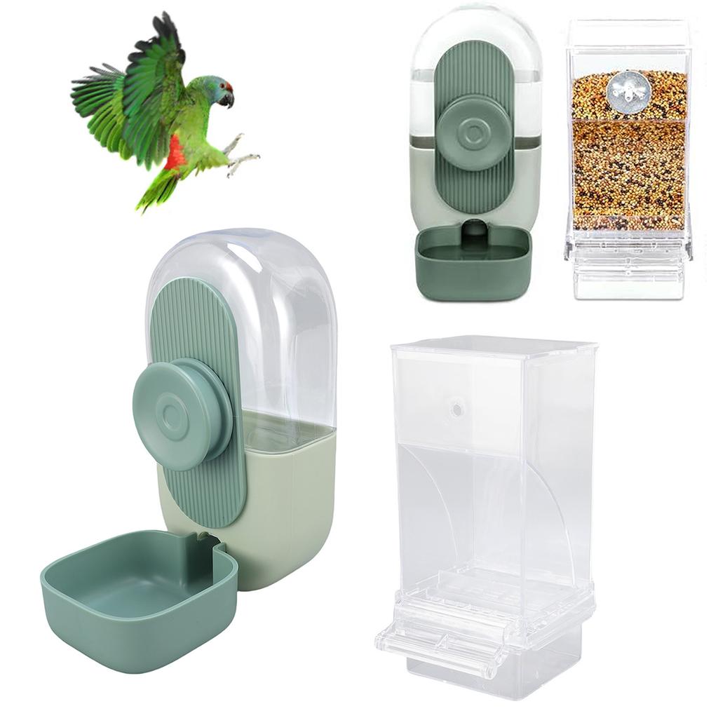 No Mess Bird Feeder Water Dispenser Set, Automatic Bird Cage Feeder and Waterer,   Food Seed Container Drinker Cage Accessories for Parakeets Ca
