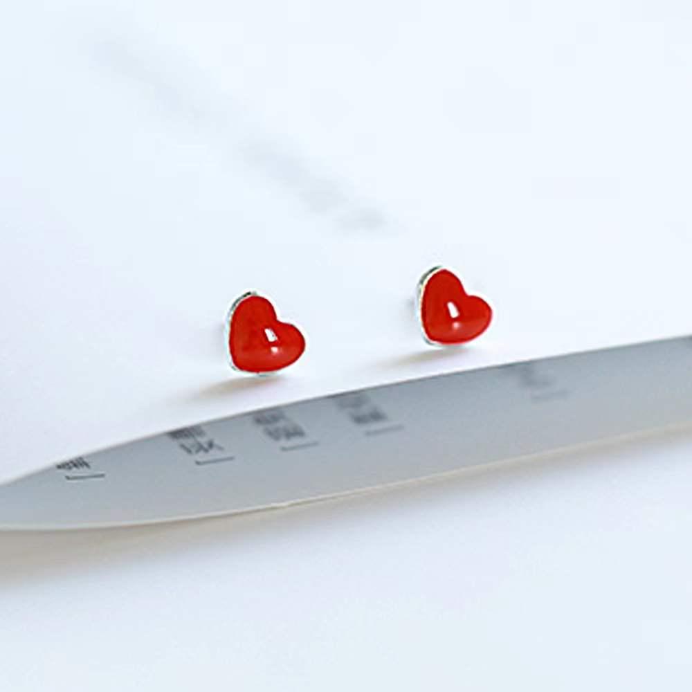 Beixi S925 Sterling Silver Red Heart Stud Earrings - Trendy, Elegant Jewelry for Women