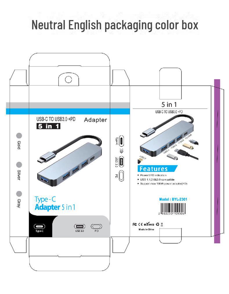 Hub USB-C cinque in uno con ricarica rapida: Dock di espansione a 4 porte